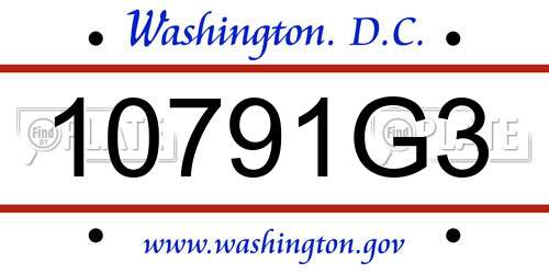 10791G3 District Of Columbia License Plate