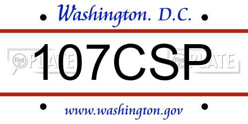 107CSP District Of Columbia License Plate