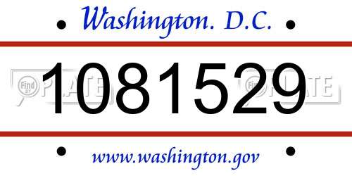 1081529 District Of Columbia License Plate