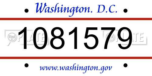 1081579 District Of Columbia License Plate