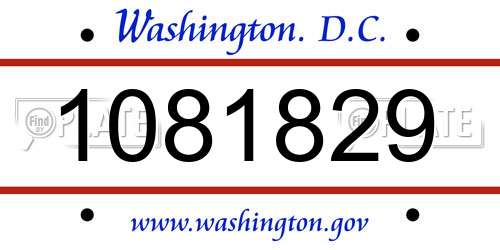 1081829 District Of Columbia License Plate