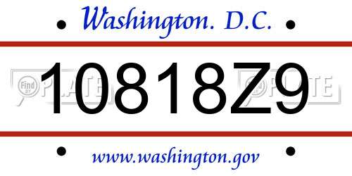 10818Z9 District Of Columbia License Plate