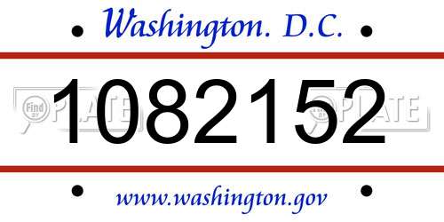 1082152 District Of Columbia License Plate