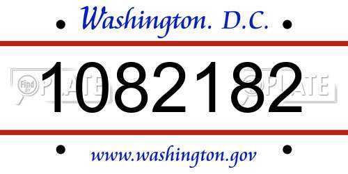 1082182 District Of Columbia License Plate