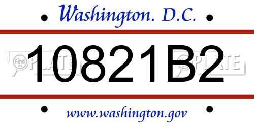 10821B2 District Of Columbia License Plate