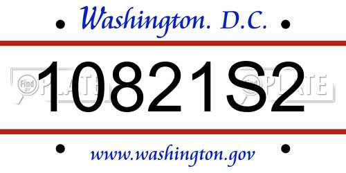 10821S2 District Of Columbia License Plate