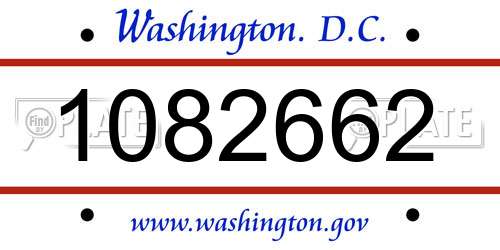 1082662 District Of Columbia License Plate