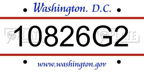 10826G2 District Of Columbia License Plate