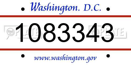 1083343 District Of Columbia License Plate