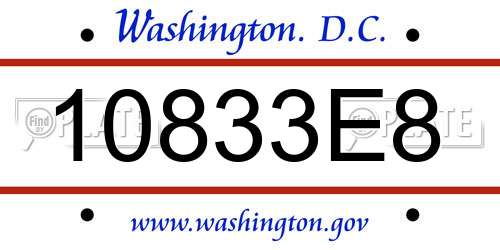10833E8 District Of Columbia License Plate