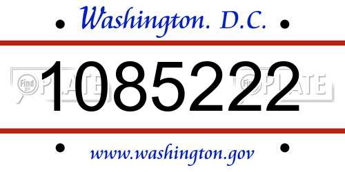1085222 District Of Columbia License Plate