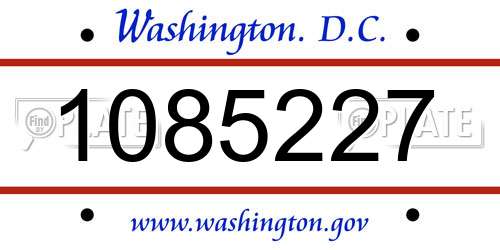 1085227 District Of Columbia License Plate