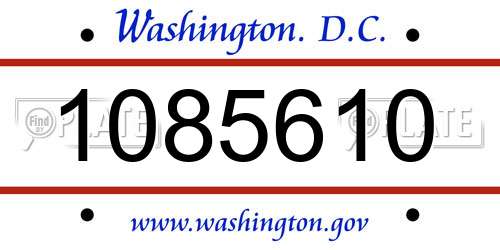1085610 District Of Columbia License Plate