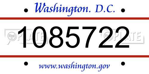 1085722 District Of Columbia License Plate