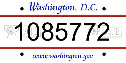 1085772 District Of Columbia License Plate