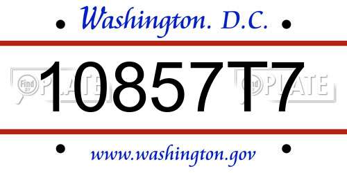 10857T7 District Of Columbia License Plate