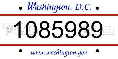 1085989 District Of Columbia License Plate