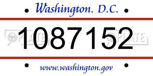 1087152 District Of Columbia License Plate
