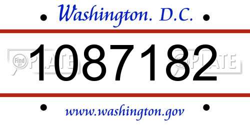 1087182 District Of Columbia License Plate