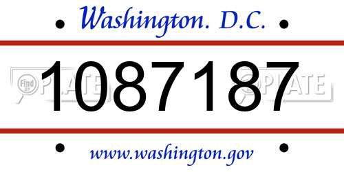 1087187 District Of Columbia License Plate