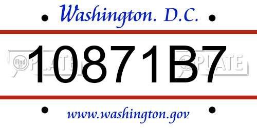 10871B7 District Of Columbia License Plate
