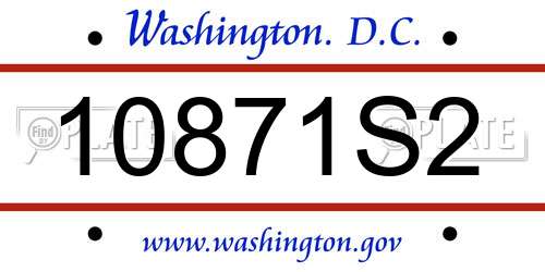10871S2 District Of Columbia License Plate