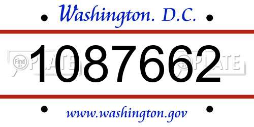 1087662 District Of Columbia License Plate