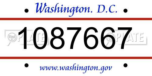 1087667 District Of Columbia License Plate