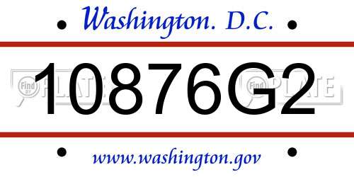 10876G2 District Of Columbia License Plate