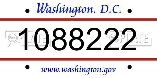 1088222 District Of Columbia License Plate
