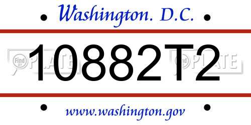 10882T2 District Of Columbia License Plate