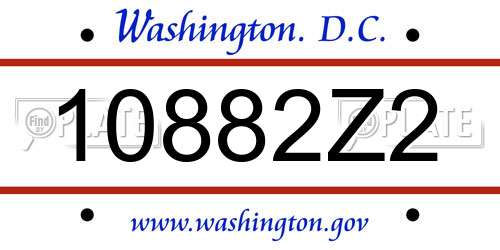 10882Z2 District Of Columbia License Plate