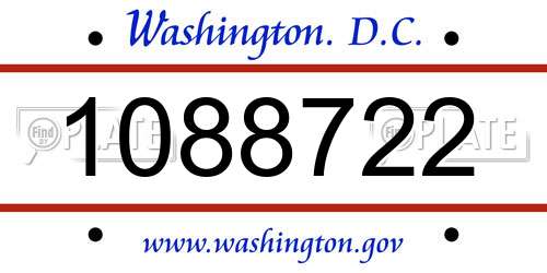 1088722 District Of Columbia License Plate