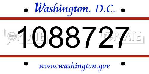 1088727 District Of Columbia License Plate