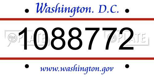 1088772 District Of Columbia License Plate
