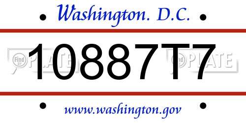 10887T7 District Of Columbia License Plate