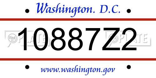 10887Z2 District Of Columbia License Plate