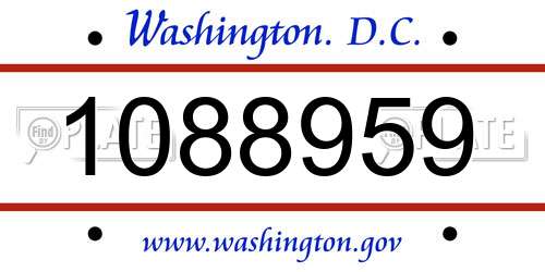 1088959 District Of Columbia License Plate