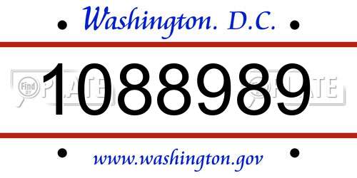 1088989 District Of Columbia License Plate