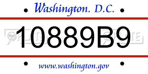10889B9 District Of Columbia License Plate