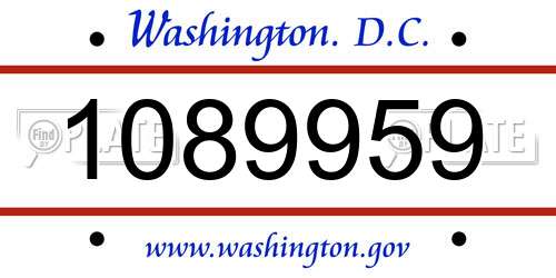 1089959 District Of Columbia License Plate