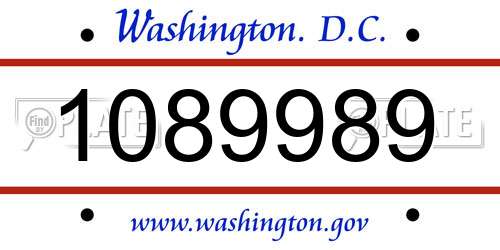 1089989 District Of Columbia License Plate