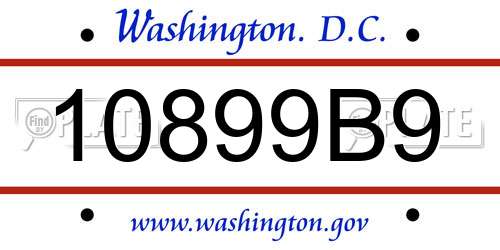 10899B9 District Of Columbia License Plate