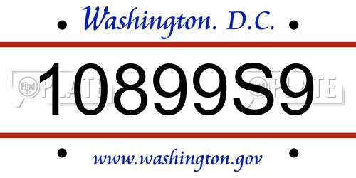 10899S9 District Of Columbia License Plate