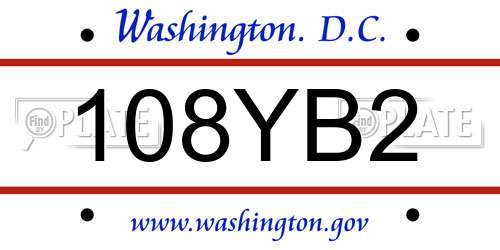 108YB2 District Of Columbia License Plate