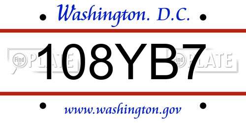 108YB7 District Of Columbia License Plate