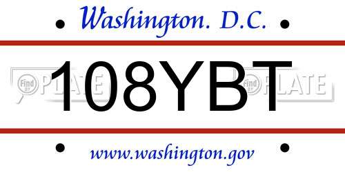 108YBT District Of Columbia License Plate