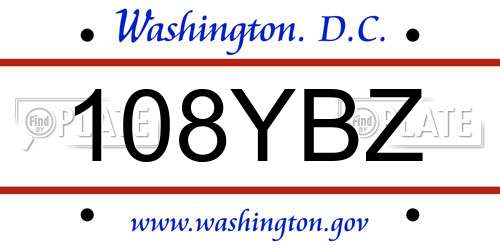 108YBZ District Of Columbia License Plate