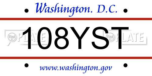 108YST District Of Columbia License Plate