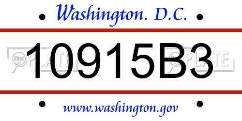 10915B3 District Of Columbia License Plate